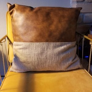 Set of vegan leather/ woven pillow cases